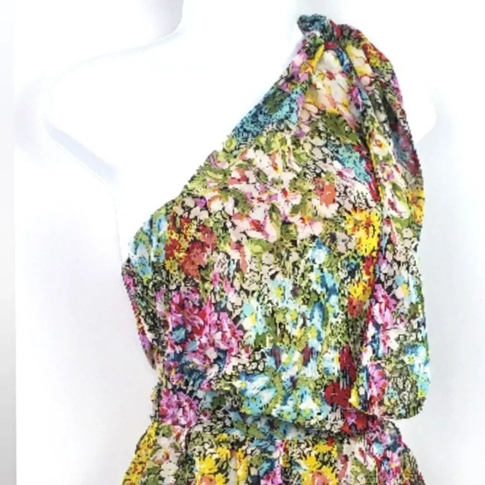 M&M COUTURE Floral One-Shoulder Dress